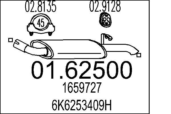 MTS 01.62500: Koncový tlmič výfuku 760mm