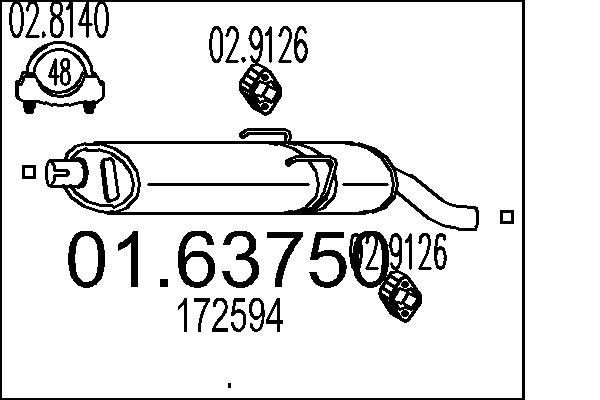 MTS 01.63750: Zadni tlumic vyfuku 680mm