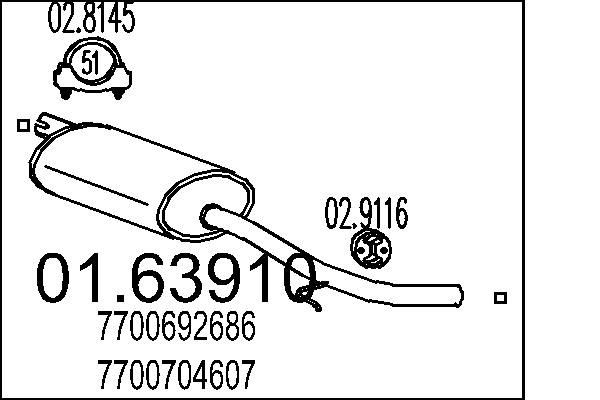 MTS 01.63910: Zadni tlumic vyfuku 1080mm