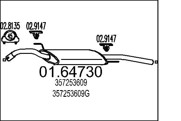 MTS 01.64730: Koncový tlmič výfuku 1380mm