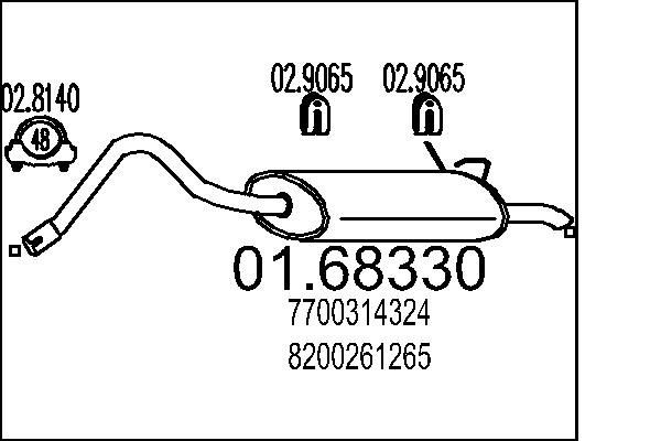 MTS 01.68330: Toba esapament finala 1160mm