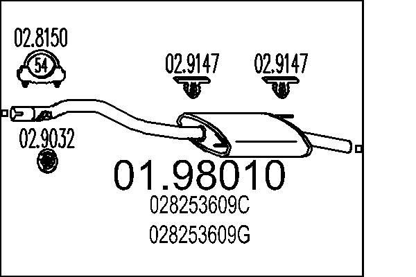 MTS 01.98010: Koncový tlmič výfuku 1580mm