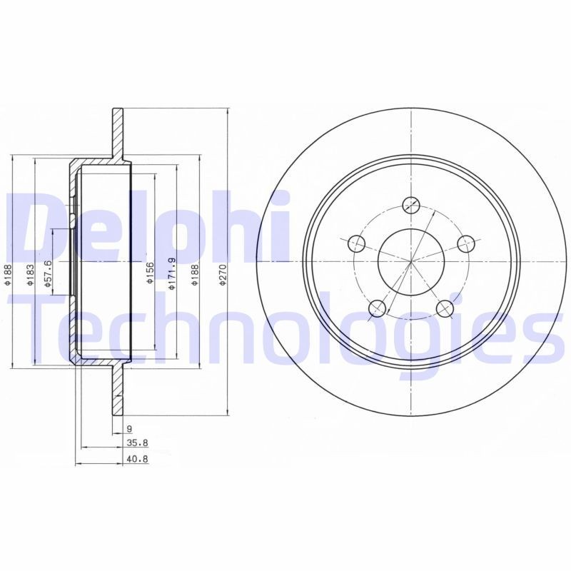 DELPHI BG4313: Piduriketas Ø: 270mm, täis, Ø: 270mm, õlitatud