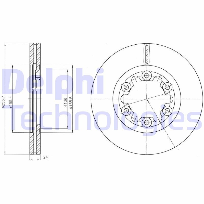 DELPHI BG4319: Piduriketas Ø: 256mm, õhutusega, Ø: 256mm