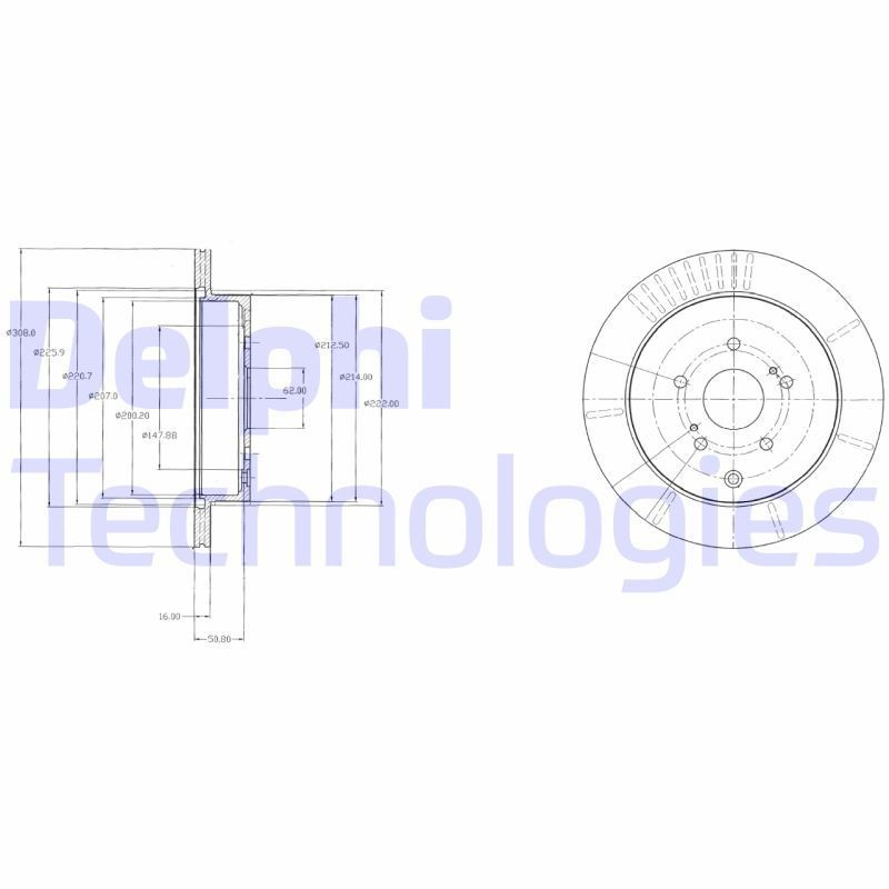 DELPHI BG4329: Stabdžių diskas Ø: 308mm, ventiliuojama, Ø: 308mm, padengta alyva