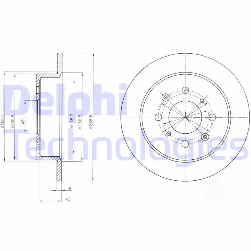 DELPHI BG4333: Piduriketas Ø: 238mm, täis, Ø: 238mm, õlitatud
