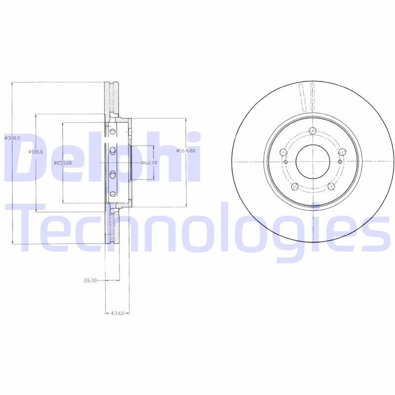 DELPHI BG4342: Δισκόπλακα Ø: 300mm, αεριζόμενο, Ø: 300mm
