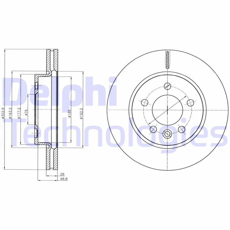 DELPHI BG4343: Piduriketas Ø: 303mm, õhutusega, Ø: 303mm