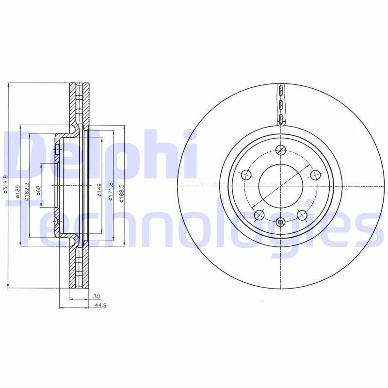 DELPHI BG4346: Piduriketas Ø: 320mm, õhutusega, Ø: 320mm