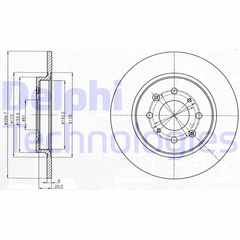 DELPHI BG4385: Piduriketas Ø: 260mm, täis, Ø: 260mm