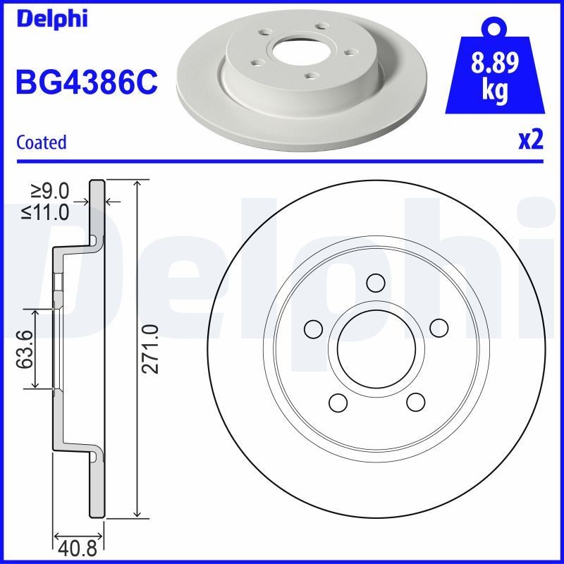 DELPHI BG4386: Piduriketas Ø: 271mm, täis, Ø: 271mm