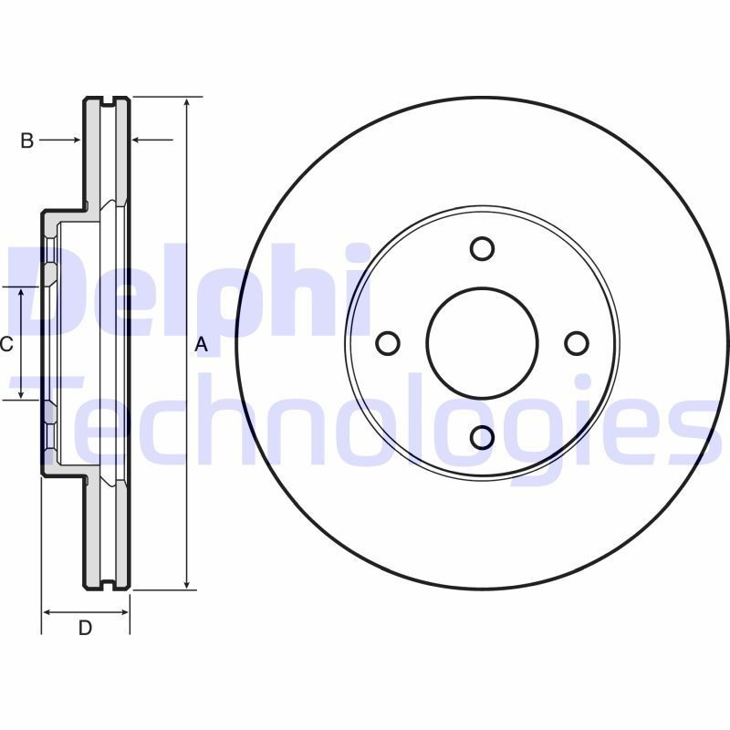 DELPHI BG4454: Piduriketas Ø: 260mm, õhutusega, Ø: 260mm, õlitatud