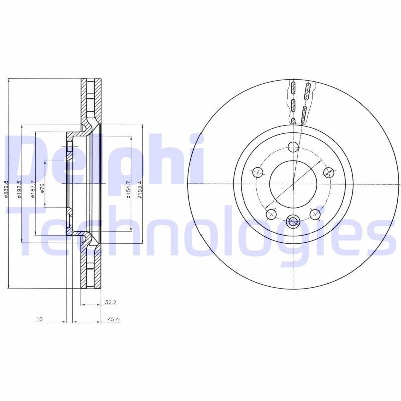DELPHI BG9106: Piduriketas Ø: 340mm, õhutusega, Ø: 340mm, õlitatud