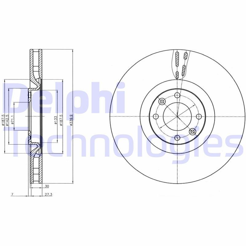 DELPHI BG9107: Piduriketas Ø: 340mm, õhutusega, Ø: 340mm
