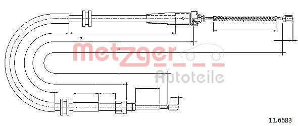 METZGER 11.6683: Cablu, frana de parcare spate stanga, spate dreapta, stanga, 1970/776mm, 1970/776mm, COFLE