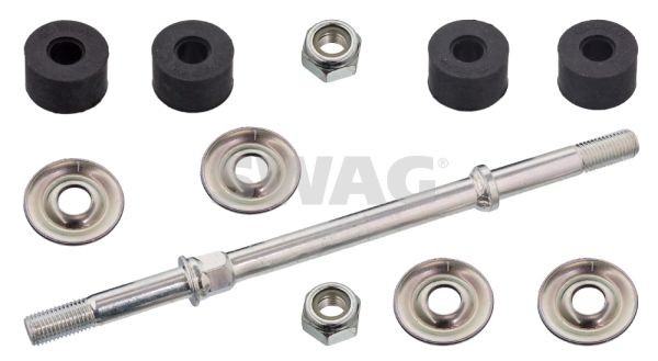 SWAG 82 94 2596: Stabilisaator, Stabilisaator esisild vasakul, esisild paremal, 150mm, Metall, mutritega, kummilaagritega, koos seibidega