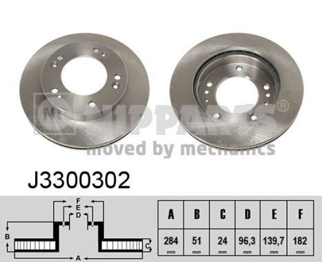 NIPPARTS J3300302: Piduriketas Esisild, Ø: 284mm, sisemine õhutus, Ø: 284mm