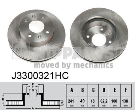 NIPPARTS J3300321HC: Piduriketas Esisild, Ø: 241mm, sisemine õhutus, Ø: 241mm, värvitud