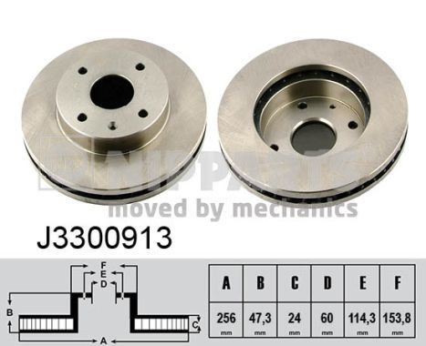 NIPPARTS J3300913: Piduriketas Esisild, Ø: 256mm, sisemine õhutus, Ø: 256mm, värvitud