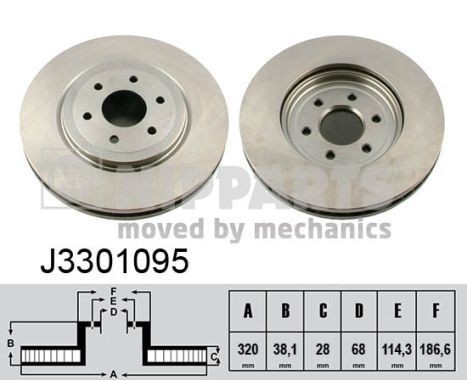 NIPPARTS J3301095: Piduriketas Esisild, Ø: 320mm, sisemine õhutus, Ø: 320mm, värvitud