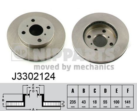 NIPPARTS J3302124: Piduriketas Esisild, Ø: 235mm, sisemine õhutus, Ø: 235mm, värvitud