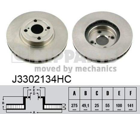 NIPPARTS J3302134HC: Piduriketas Ø: 275mm, sisemine õhutus, Ø: 275mm, värvitud