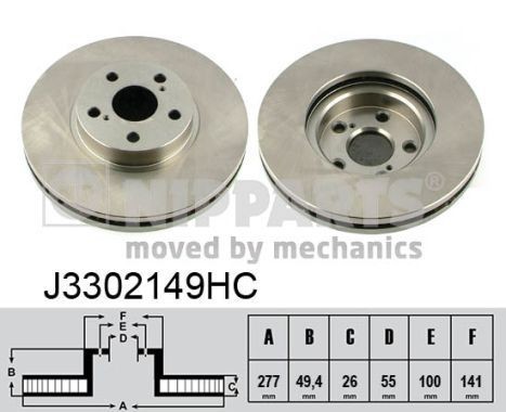 NIPPARTS J3302149HC: Piduriketas Ø: 277mm, sisemine õhutus, Ø: 277mm, värvitud