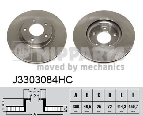 NIPPARTS J3303084HC: Disc de frână Ř: 300mm, ventilat interior, Ř: 300mm, lacuit