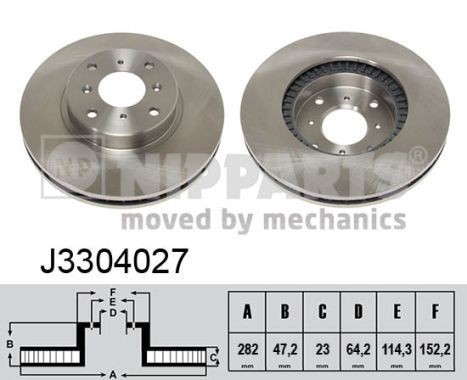 NIPPARTS J3304027: Piduriketas Esisild, Ø: 282mm, sisemine õhutus, Ø: 282mm