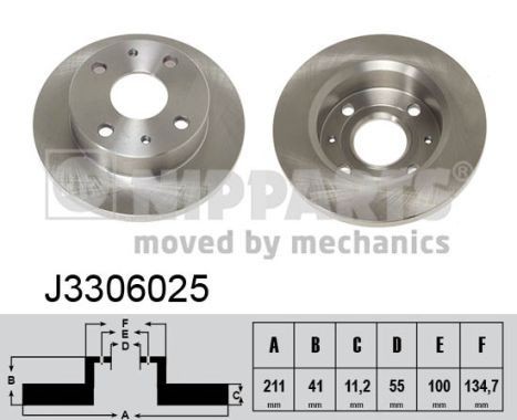 NIPPARTS J3306025: Piduriketas Esisild, Ø: 211mm, täis, Ø: 211mm