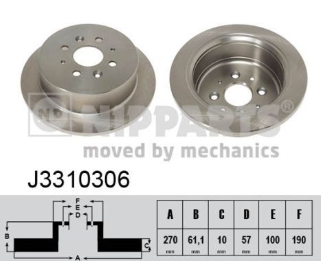 NIPPARTS J3310306: Piduriketas Ø: 270mm, täis, Ø: 270mm