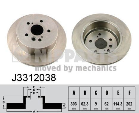NIPPARTS J3312038: Piduriketas Tagasild, Ø: 303mm, täis, Ø: 303mm, värvitud