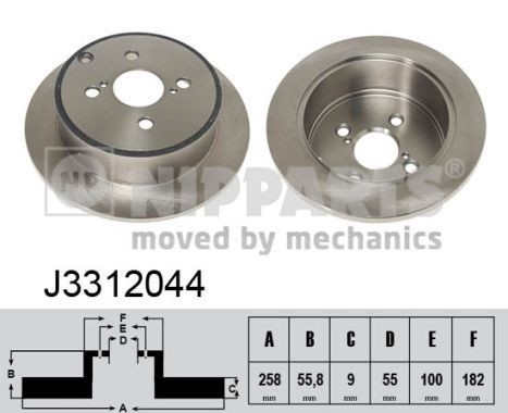 NIPPARTS J3312044: Piduriketas Ø: 258mm, täis, Ø: 258mm