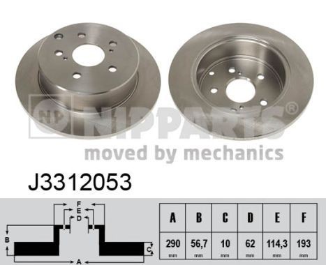 NIPPARTS J3312053: Piduriketas Tagasild, Ø: 290mm, täis, Ø: 290mm, värvitud