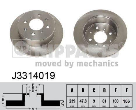 NIPPARTS J3314019: Piduriketas Tagasild, Ø: 239mm, täis, Ø: 239mm, värvitud