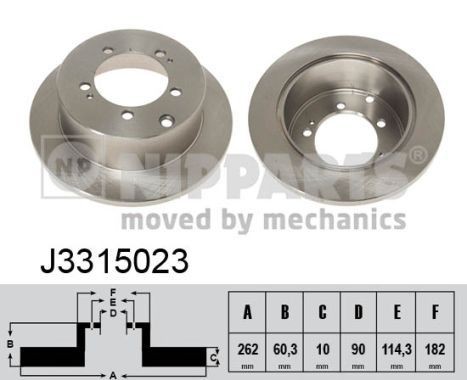 NIPPARTS J3315023: Piduriketas Tagasild, Ø: 262mm, täis, Ø: 262mm, värvitud