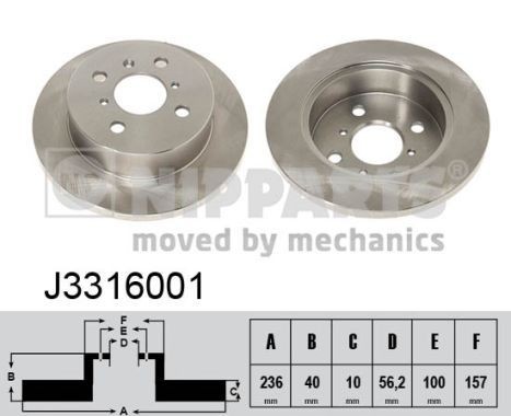 NIPPARTS J3316001: Stabdžių diskas Ø: 236mm, visiškai, Ø: 236mm