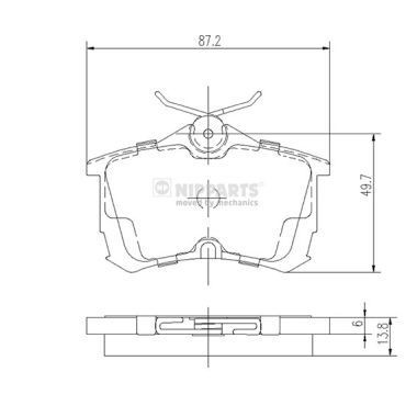 NIPPARTS J3614015: Bromsbelägg Bakaxel, med tillbehör, med bromsoksskruvar