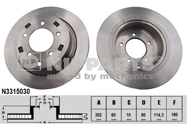 NIPPARTS N3315030: Piduriketas Tagasild, Ø: 302mm, täis, Ø: 302mm
