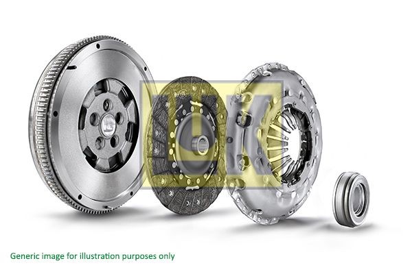 LuK 600 0186 00: Kit ambreiaj fara bucsa de ghidaj, cu rulment presiune, cu volanta, cu set suruburi, Pt. montaj necesita scula speciala, Volant cu masa dubla cu disc de frecare BR 0241
