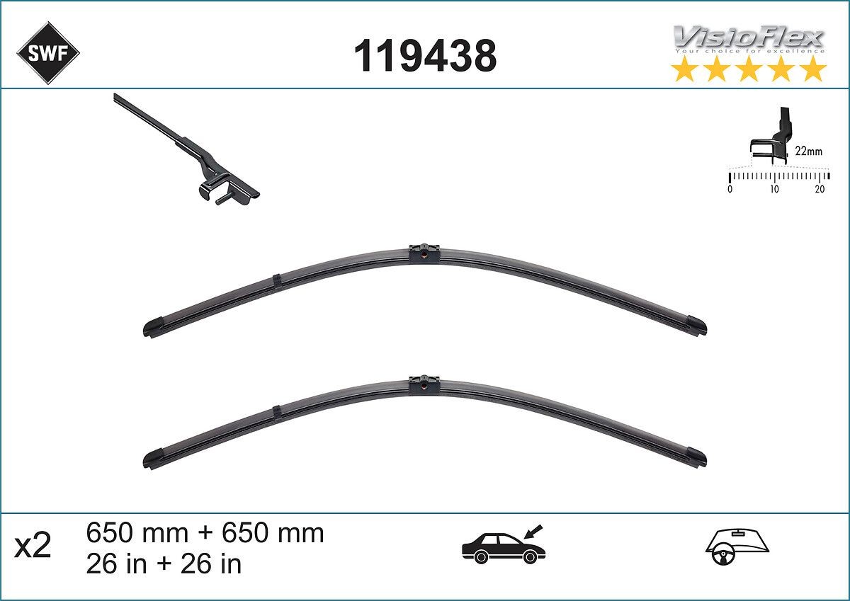 SWF 119438: Essuie-glace avant, 650mm VisioFlex
