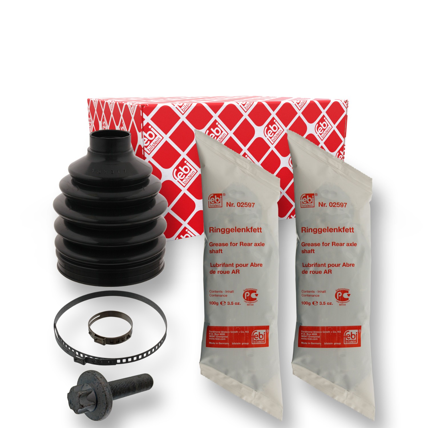 FEBI BILSTEIN 43449: Ansamblu burduf, articulatie planetara punte fata, spre roata, Thermoplast