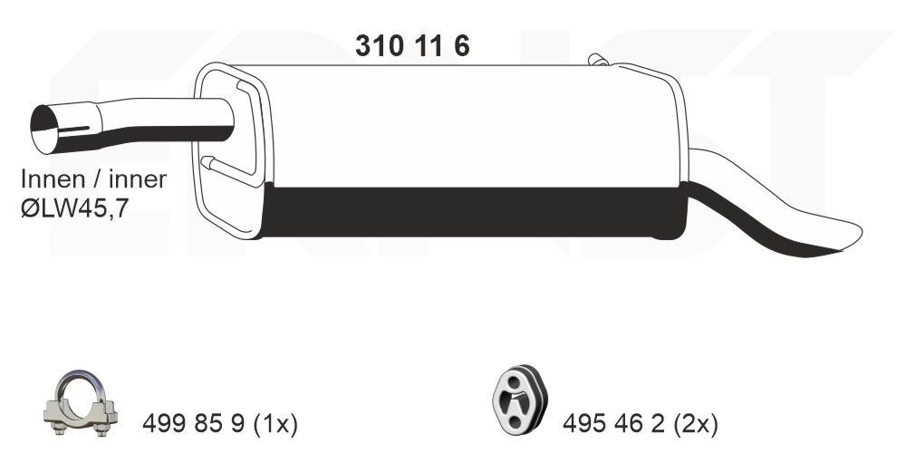 ERNST 310116: Lõppsummuti 1000mm
