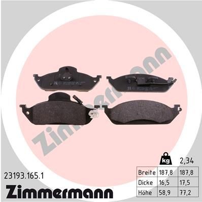 ZIMMERMANN 23193.165.1: Piduriklotsid Foto vastab tarnekomplektile