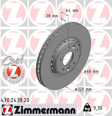 ZIMMERMANN 470.2438.20: Piduriketas Ø: 320mm, välisõhutus, Ø: 320mm, kaetud COAT Z