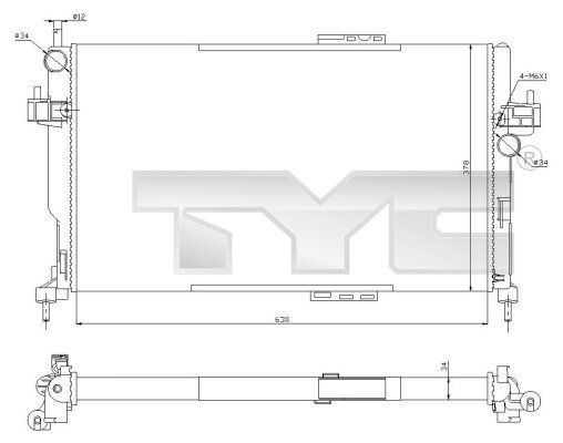 TYC 725-0034-R: Radiator, racire motor