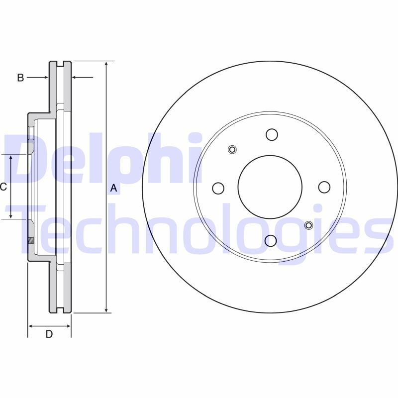 DELPHI BG4537: Stabdžių diskas Ø: 266mm, ventiliuojama, Ø: 266mm