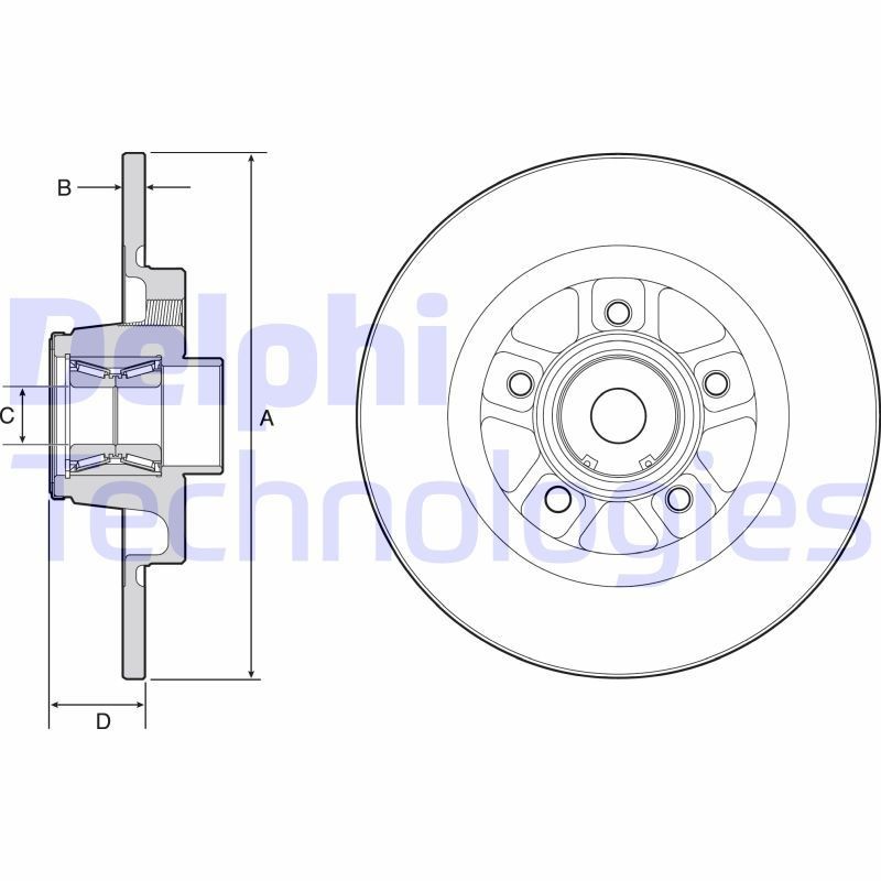 DELPHI BG9113RS: Piduriketas Ø: 274mm, täis, Ø: 274mm, koos rattakeskmega