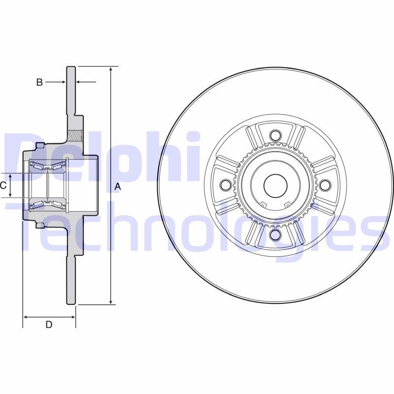 DELPHI BG9114RS: Piduriketas Ø: 238mm, täis, Ø: 238mm, õlitatud, koos rattalaagriga, koos ABS-andurirõngaga