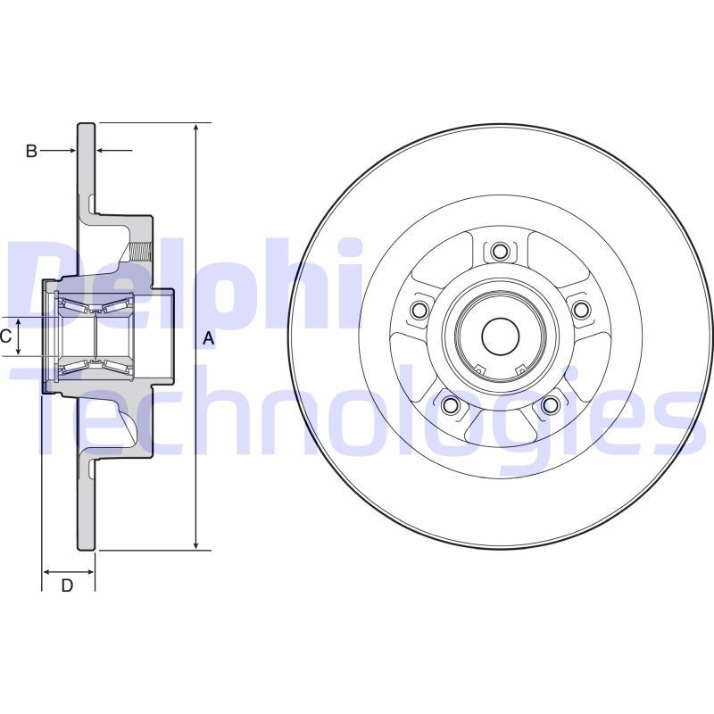 DELPHI BG9115RS: Piduriketas Ø: 270mm, täis, Ø: 270mm, õlitatud, koos rattalaagriga, koos ABS-andurirõngaga